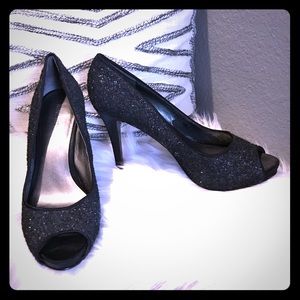 Nine West, black peep toe sparkle heel